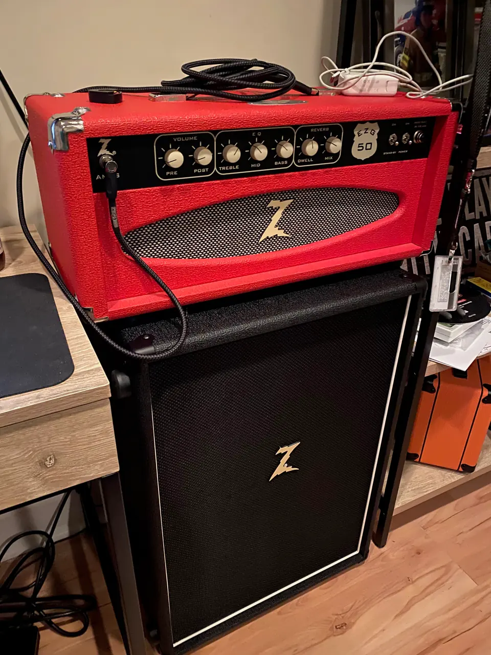 EZG 50 tube amplifier in red tolex